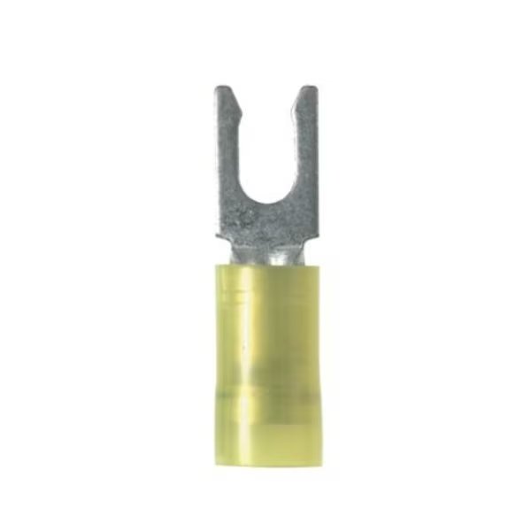 12-10 AWG Nylon Locking Fork Terminal #10 Stud PK500, Max. Voltage: 600V, PANDUIT, Mfr# PNF10-10LF-D